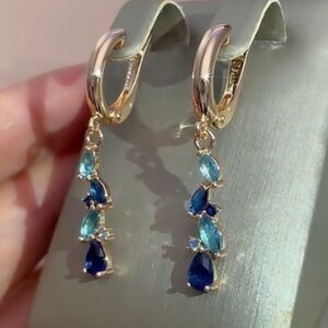 ⭐️𝅺new Colorful Natural Zircon Dangle Drop Earrings